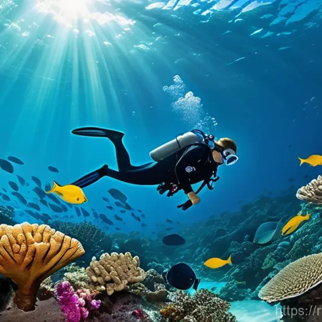 다이빙 강사 채용 사이트 리스트 - **Prompt 1: Joyful Underwater Discovery**
    A vibrant, cinematic underwater scene capturing a dive...