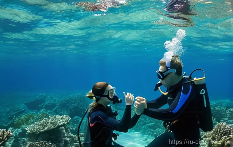 다이빙 강사 자격증 업그레이드 팁 - **Prompt:** A highly experienced diving instructor, a woman in her late 30s with a focused expressio...
