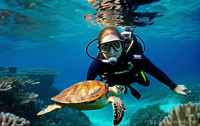 다이빙 강사 자격증 업그레이드 팁 - **Prompt:** A compassionate male diving instructor, approximately in his 40s with a reassuring smile...