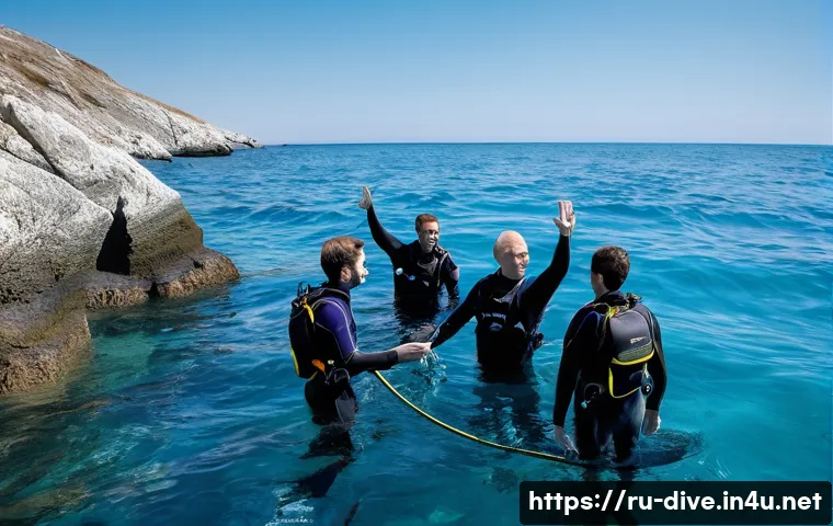 다이빙 강사 자격증 취득 비용 - A detailed scene of a professional scuba diving instructor teaching a group of adult students in a c...
